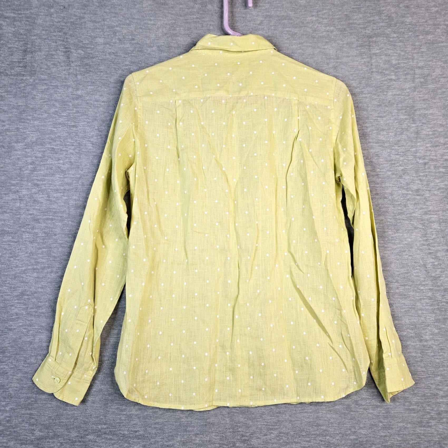 Uniqlo Uniqlo Shirt Button-Up Linen Yellow White Polka Dot Size S Regular Womens Classic Button-Up Shirt Womens Size S / US 4 / IT 40 - 2 Thumbnail