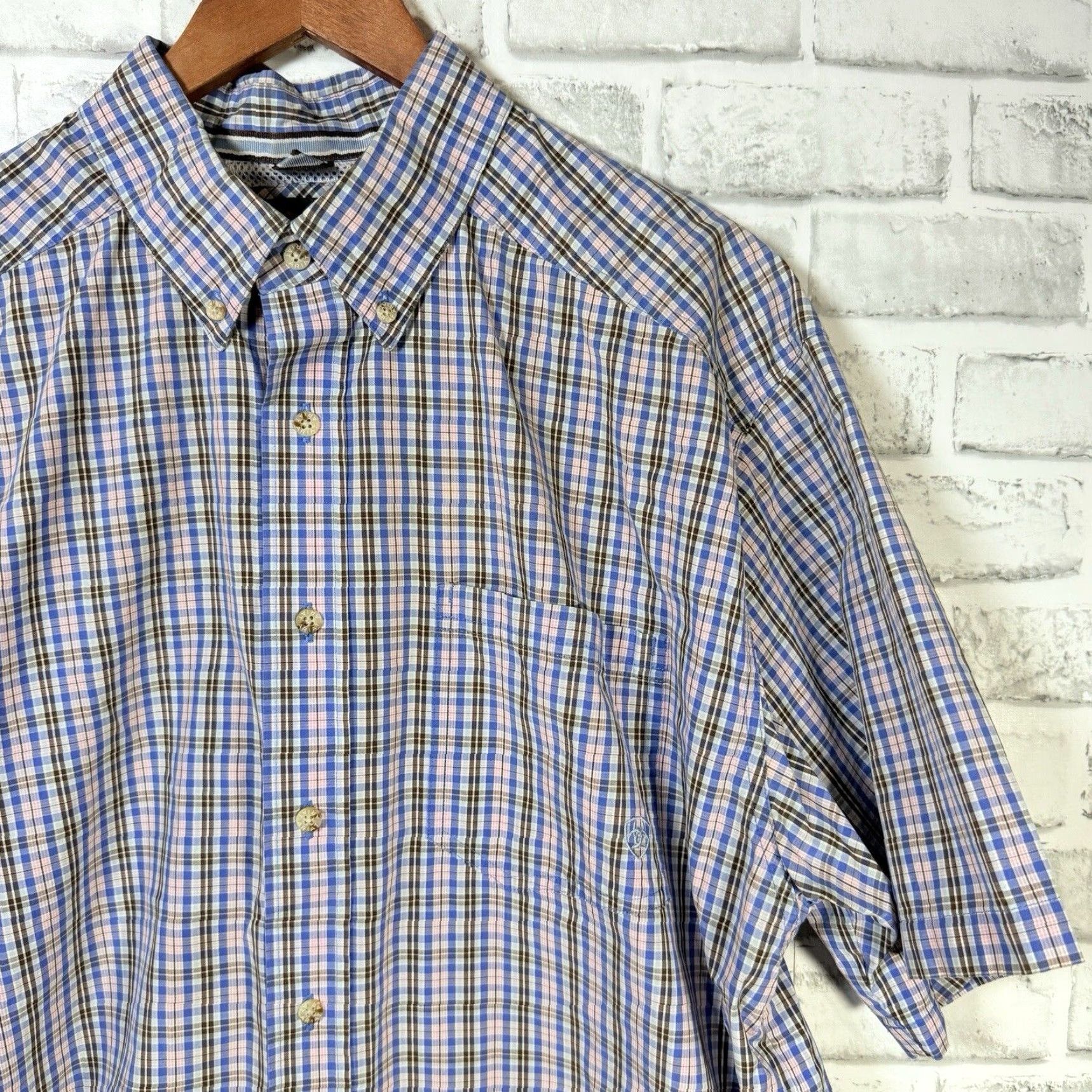 Ariat Ariat Pro Series Plaid Short Sleeve Button Down Mens XL Size US 36 / EU 52 - 2 Thumbnail