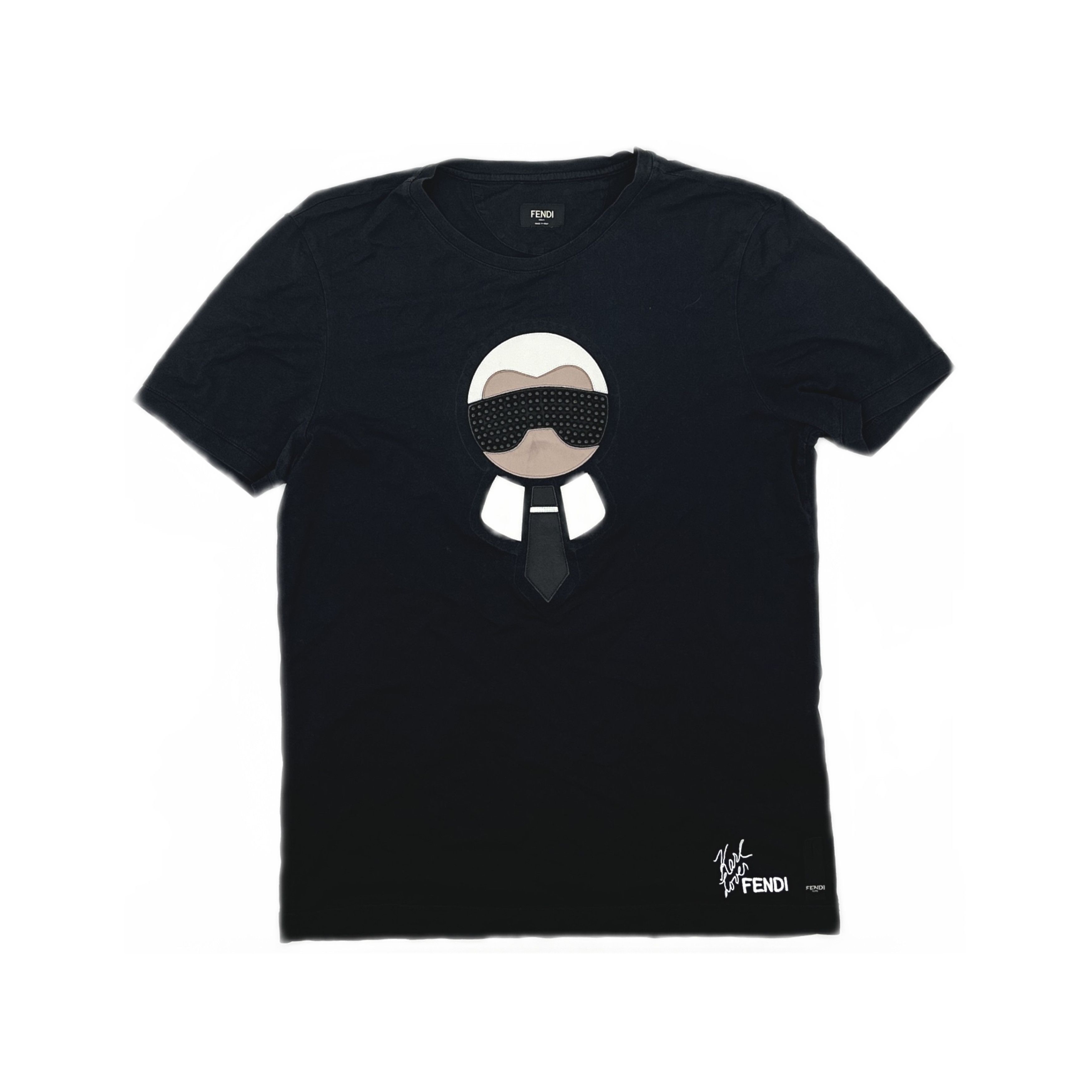 Fendi Fendi Karl Lagerfeld Studded Graphic T-Shirt Size M Size US M / EU 48-50 / 2 - 1 Thumbnail