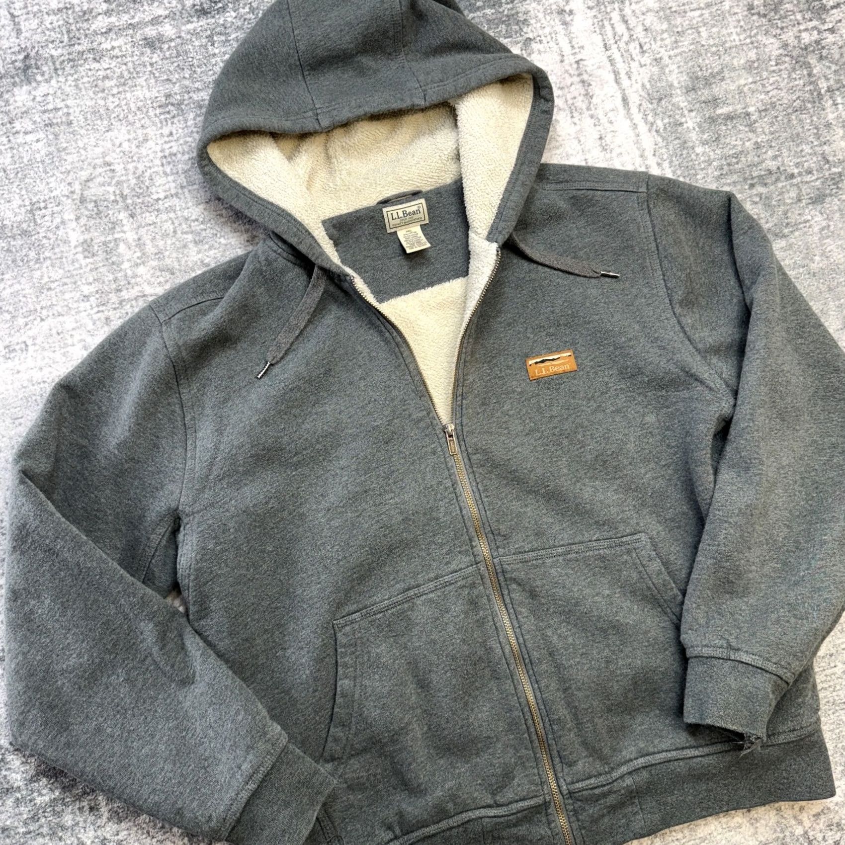 Vintage L.L. Bean Sweatshirt Mens M Gray Katahdin Iron Works Sherpa Fleece Zip Hoodie Full Zip Hooded Pockets Heavyweight Regular Gray Navy? Size US M / EU 48-50 / 2 - 2 Thumbnail