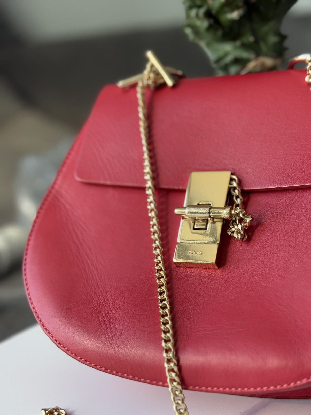 Chloe Chloe Leather Drew Bag Red Size ONE SIZE - 4 Thumbnail