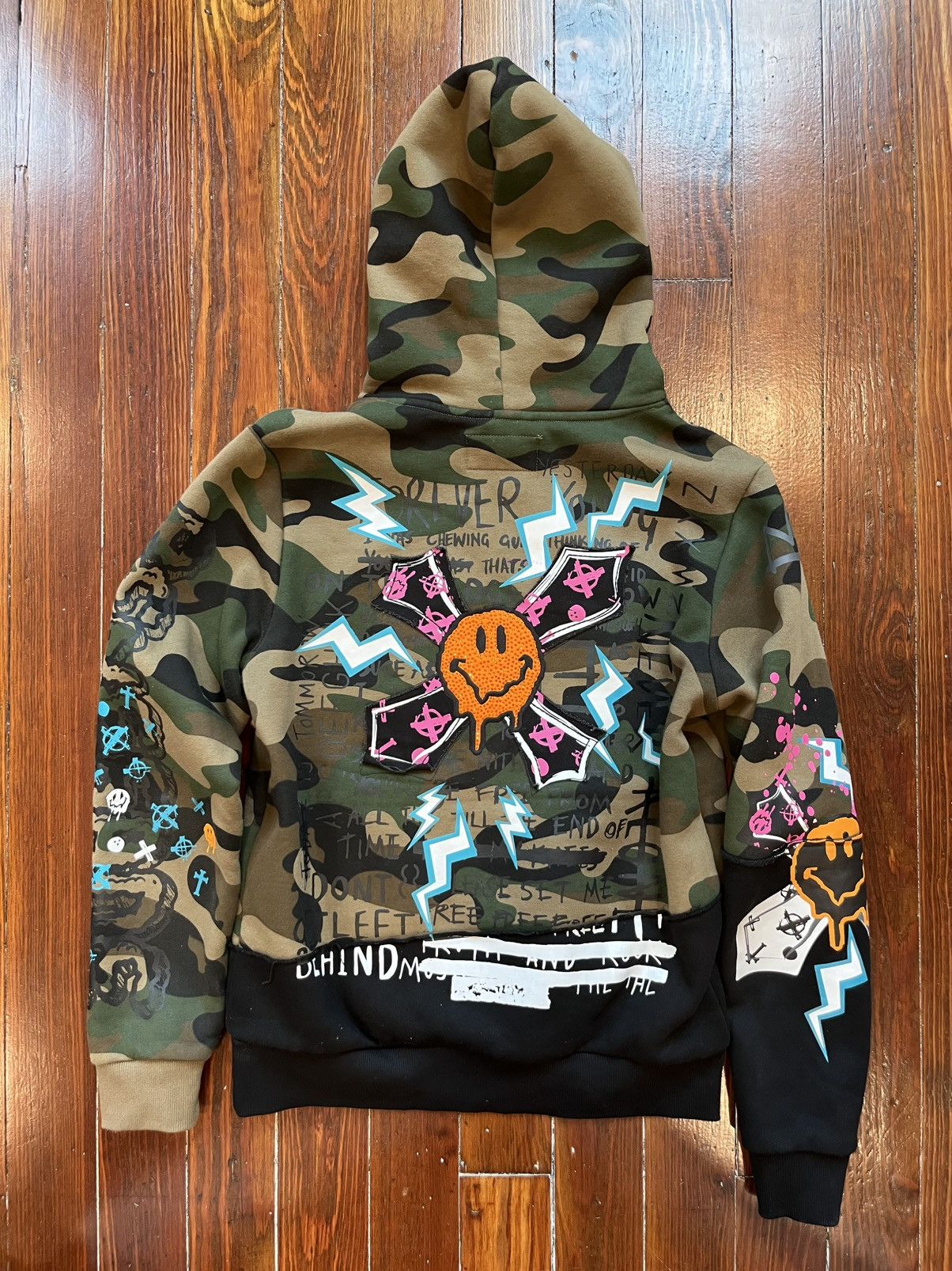 Smoke Rise Smoke Rise Graffiti Camo Pullover Hoodie Small Black Green Size US S / EU 44-46 / 1 - 2 Thumbnail