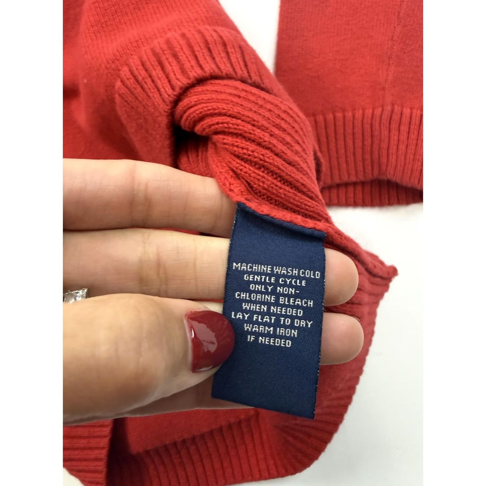 Ralph Lauren Polo Jeans Sweater Womens Large Red Turtleneck Cotton Knit Pullover Ralph Lauren Size L / US 10 / IT 46 - 4 Thumbnail