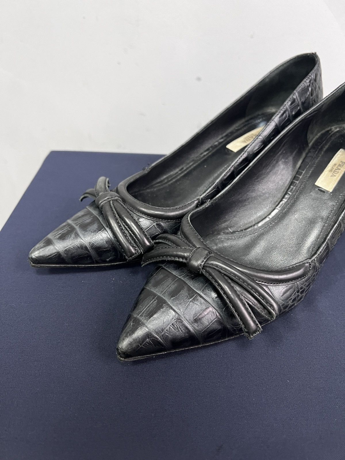 Prada Prada crocodile Leather Heels Women’s 37.5 vintage y2k Size US 7.5 / IT 37.5 - 4 Thumbnail