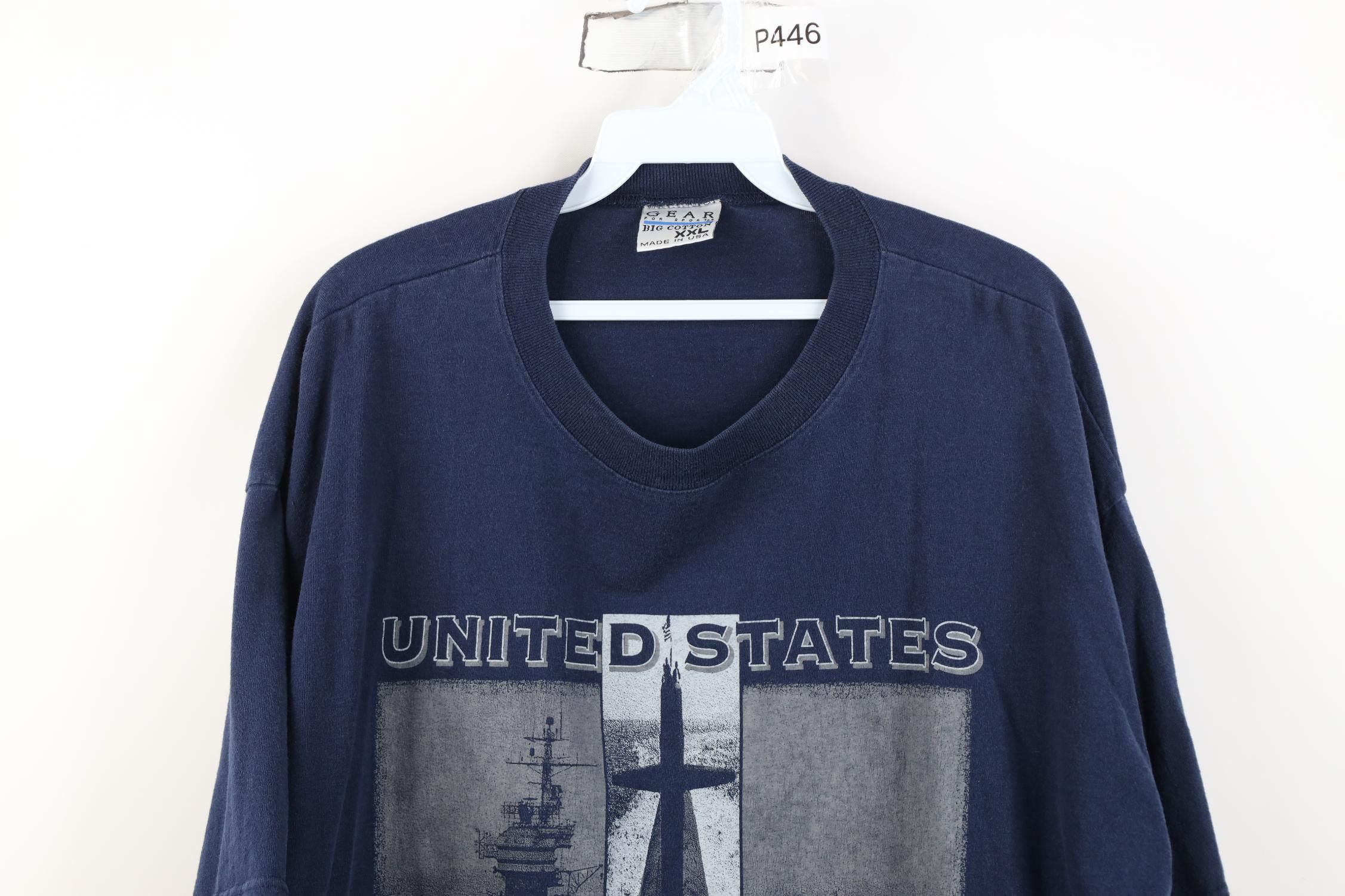 Vintage Vintage 90s Spell United States Navy Fighter Jet T-Shirt USA Size US XXL / EU 58 / 5 - 2 Thumbnail