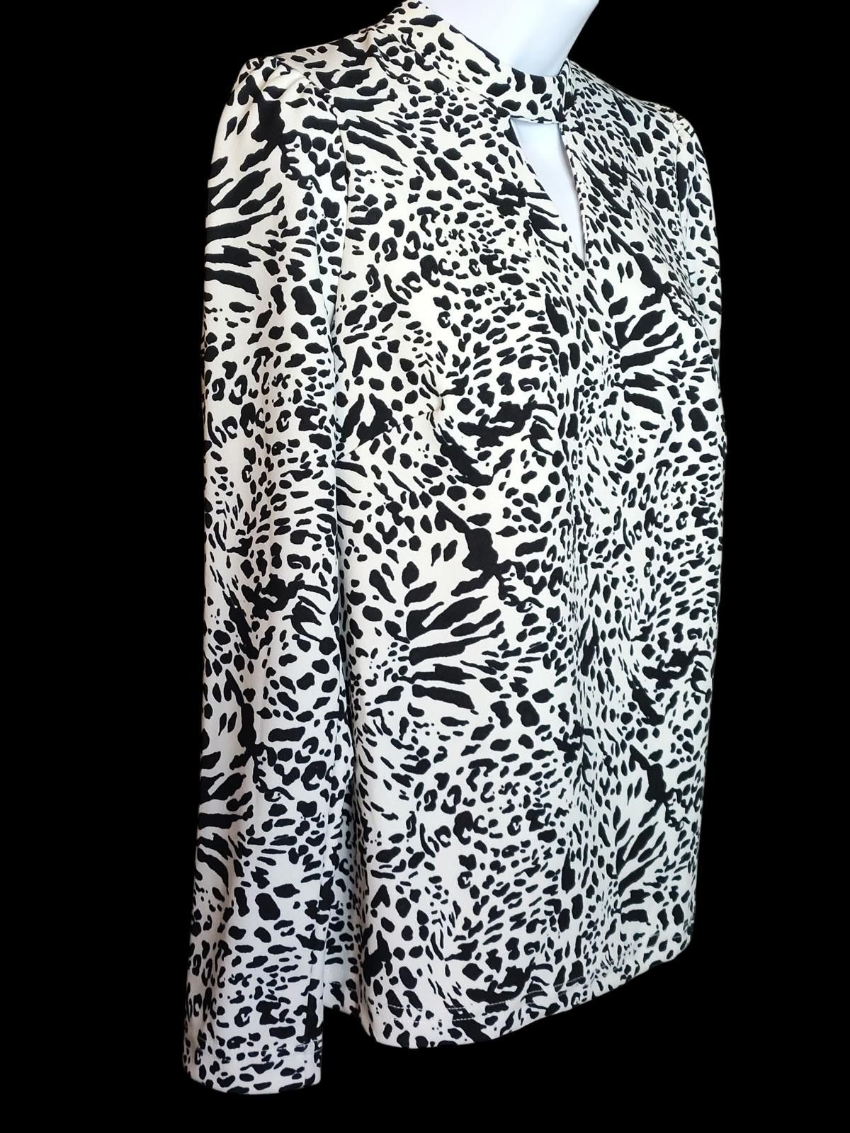 Other Melloday Women's Black and White Animal Print Blouse Size M / US 6-8 / IT 42-44 - 4 Thumbnail