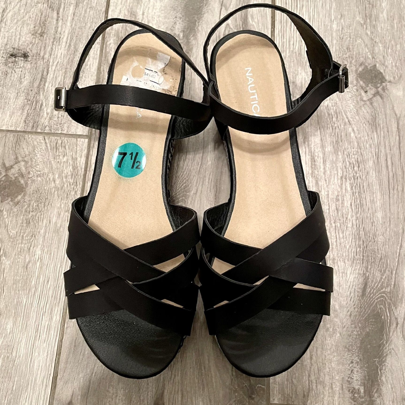 Nautica Nautica Sandal Platform Wedge Vegan Leather Boho Black 7.5 Women Size US 8 / IT 38 - 6 Thumbnail