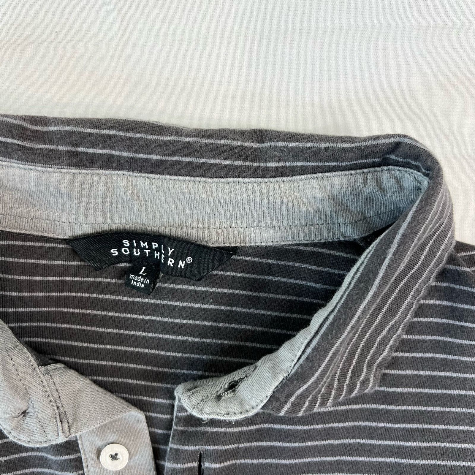 Other Simply Southern Men's Large Stripe Long-Sleeve Polo Shirt Size US L / EU 52-54 / 3 - 3 Thumbnail