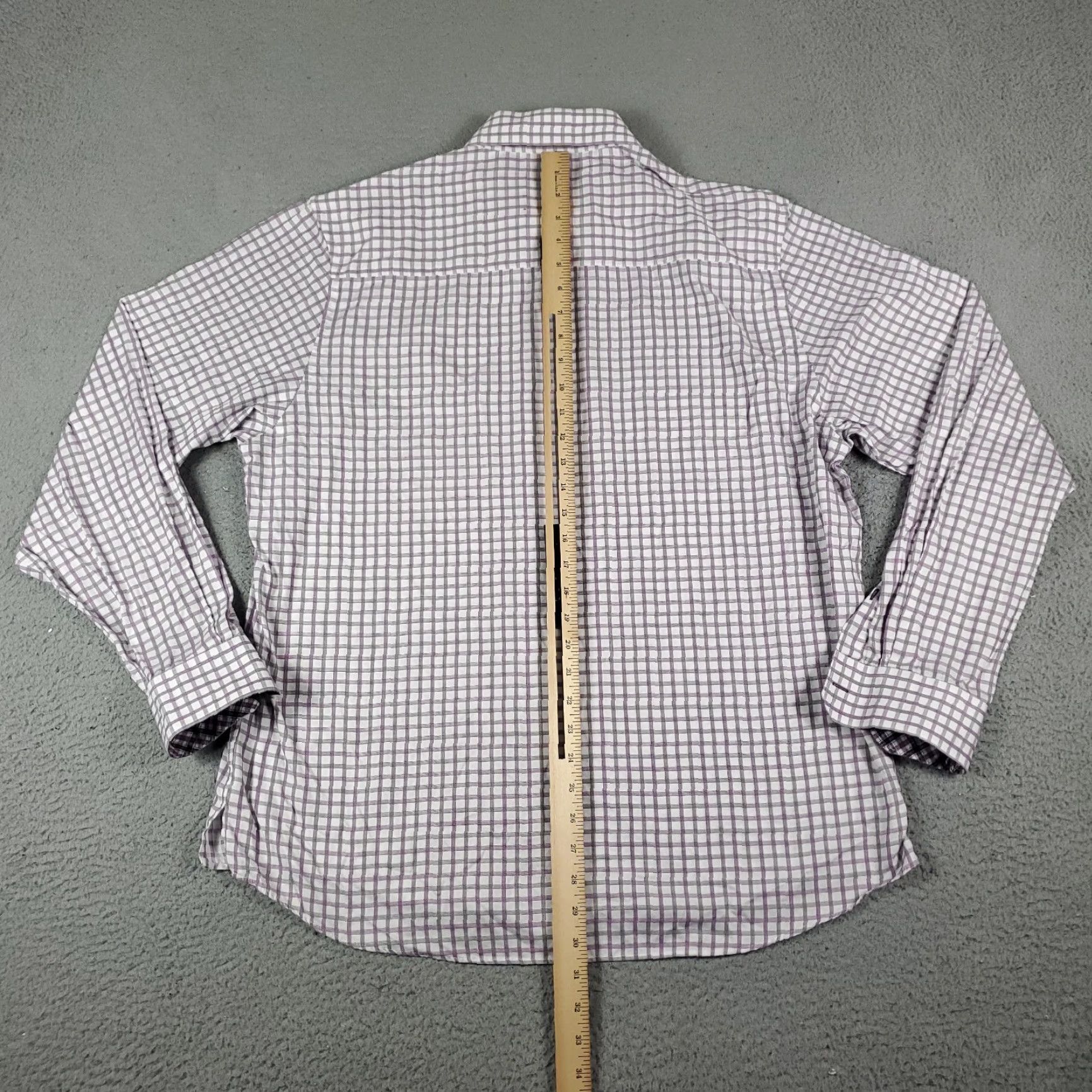 Vintage Jhane Barnes Shirt Mens XL Slim Fit White Purple Check Long Sleeve Button-Up Size US XL / EU 56 / 4 - 3 Thumbnail