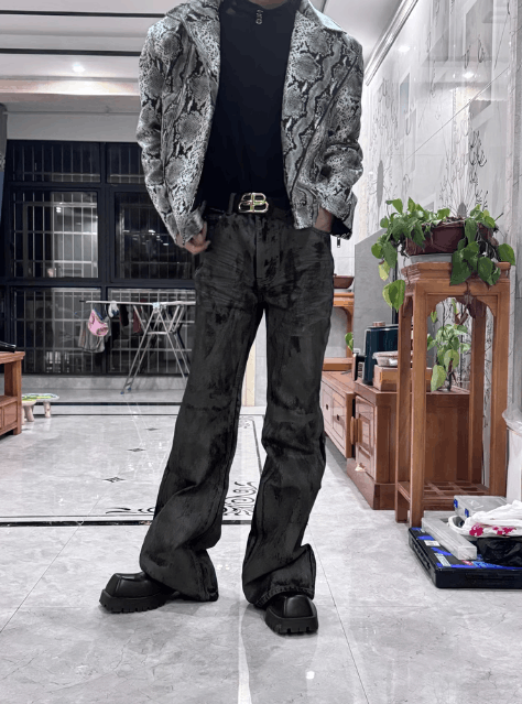 Jean × Vintage Waxed Stacked Jeans, Flared Jeans Size US 30 / EU 46 - 9 Thumbnail