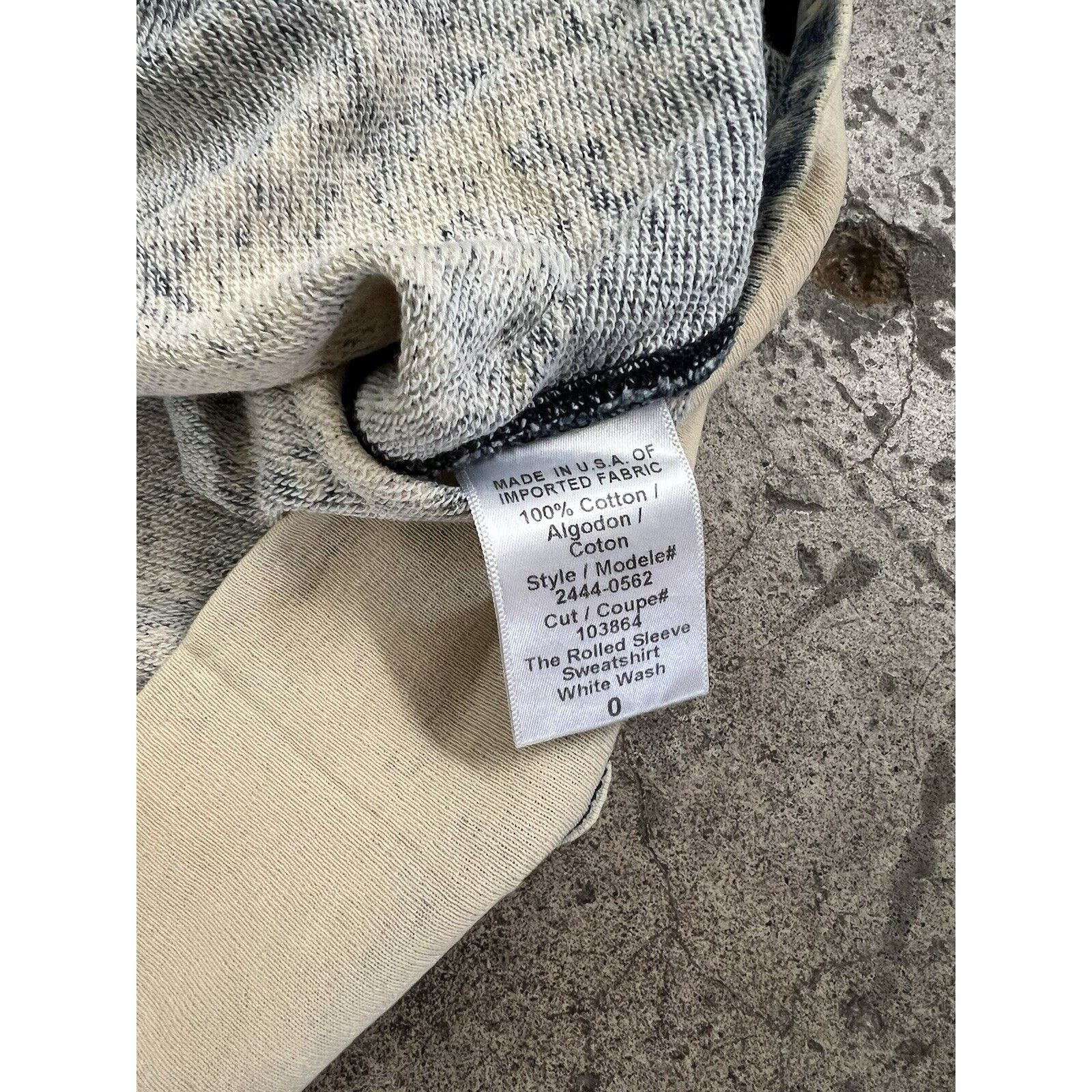 Current/Elliot Current/Elliott Rolled Sleeve White Wash Sweatshirt Womens 0 Size XS / US 0-2 / IT 36-38 - 7 Thumbnail