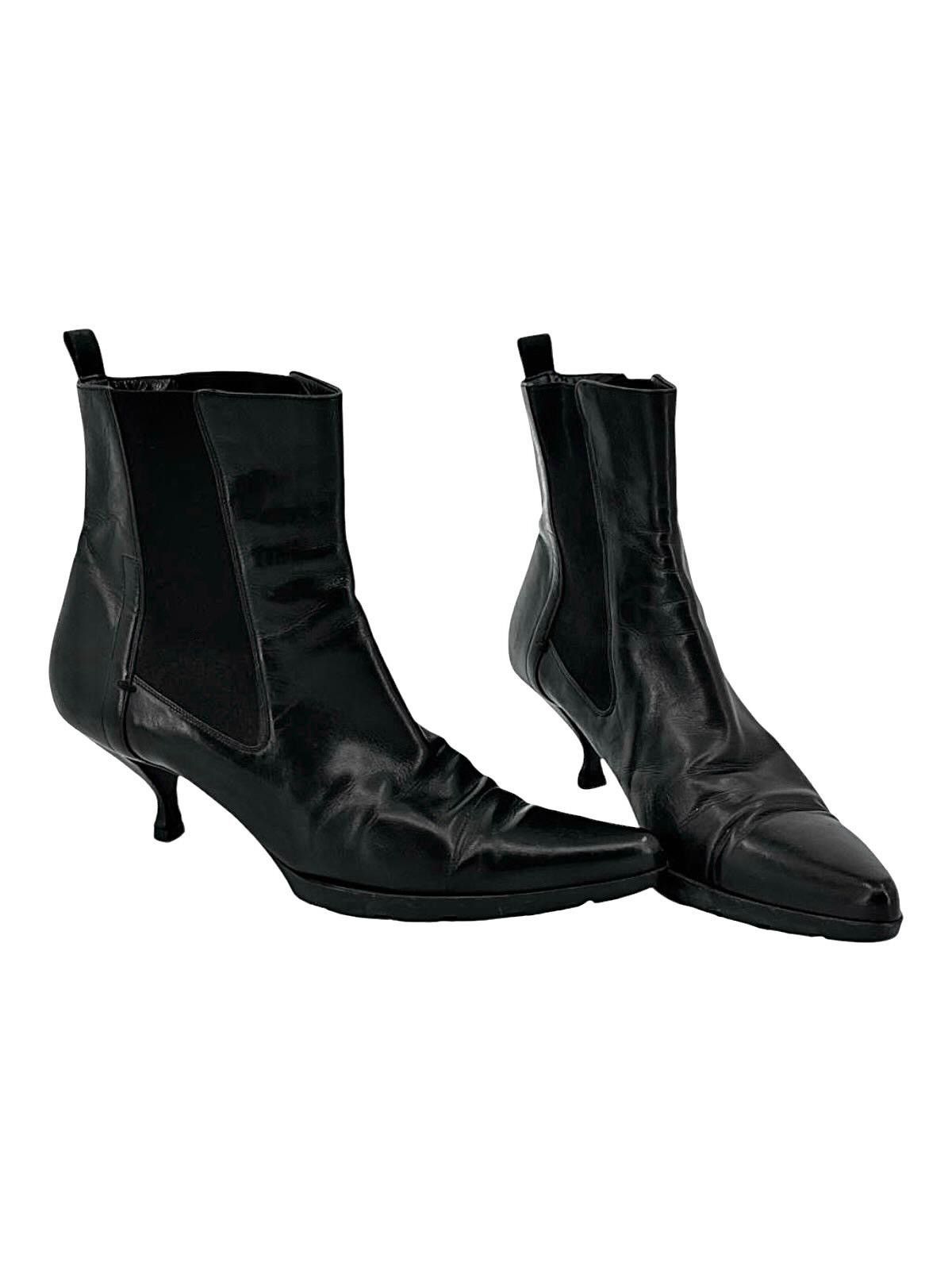 Prada Stivaletti Prada neri in pelle con tacco kitten heel – TG 39 Size US 9 / IT 39 - 1 Thumbnail