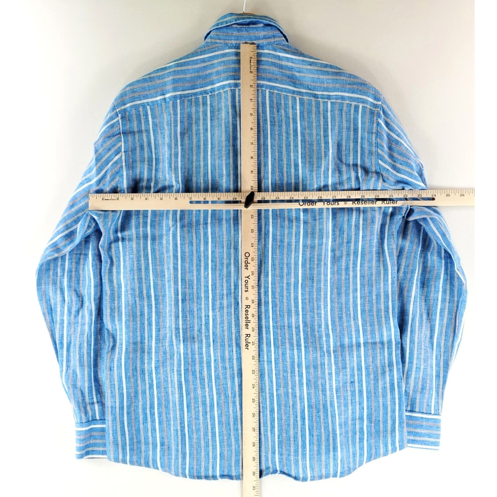 Vintage Idillio Button Up Shirt 100% Linen Blue White Gray Striped Long Sleeve Mens XL Size US XL / EU 56 / 4 - 5 Thumbnail