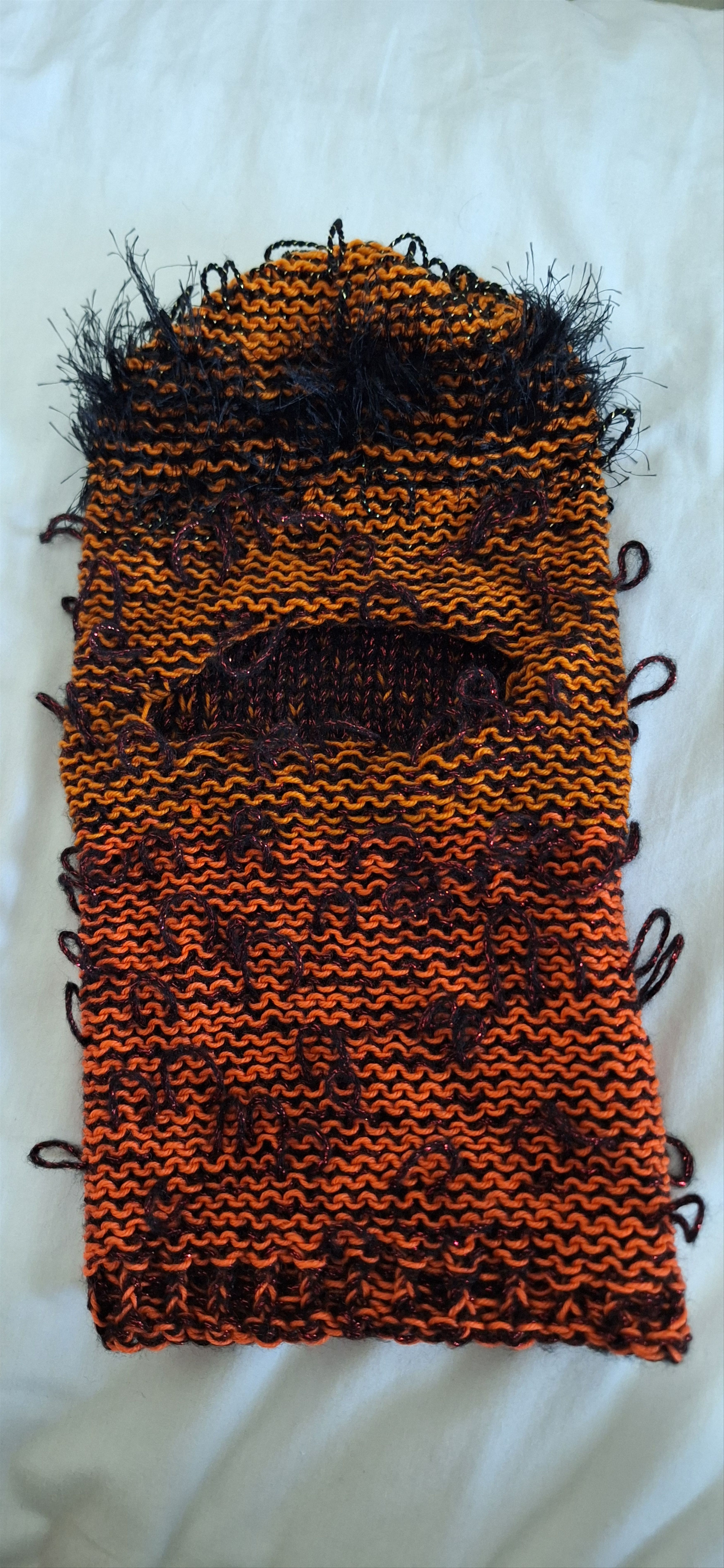Other Fiber Riot 02 – Orange Black Knit Balaclava Size ONE SIZE - 1 Thumbnail