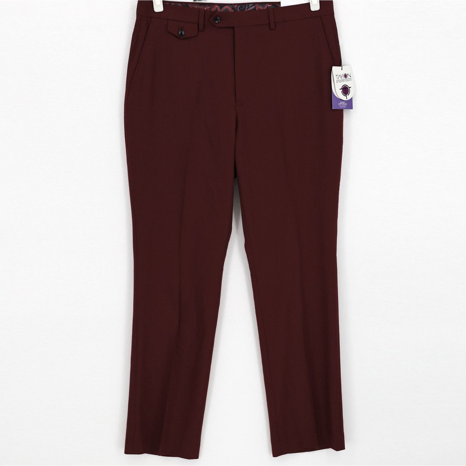 The Unbranded Brand Tayion Collection Men's Burgundy Wool Suit Pants 34W 32L Size US 34 / EU 50 - 2 Thumbnail