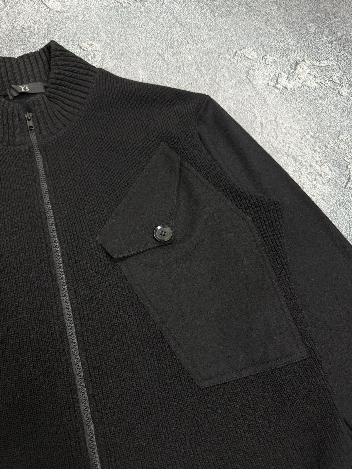 Yohji Yamamoto Y’s Yohji Yamamoto Wool Ribbed Zip Knit Pocket Sweater Size US XL / EU 56 / 4 - 9 Thumbnail
