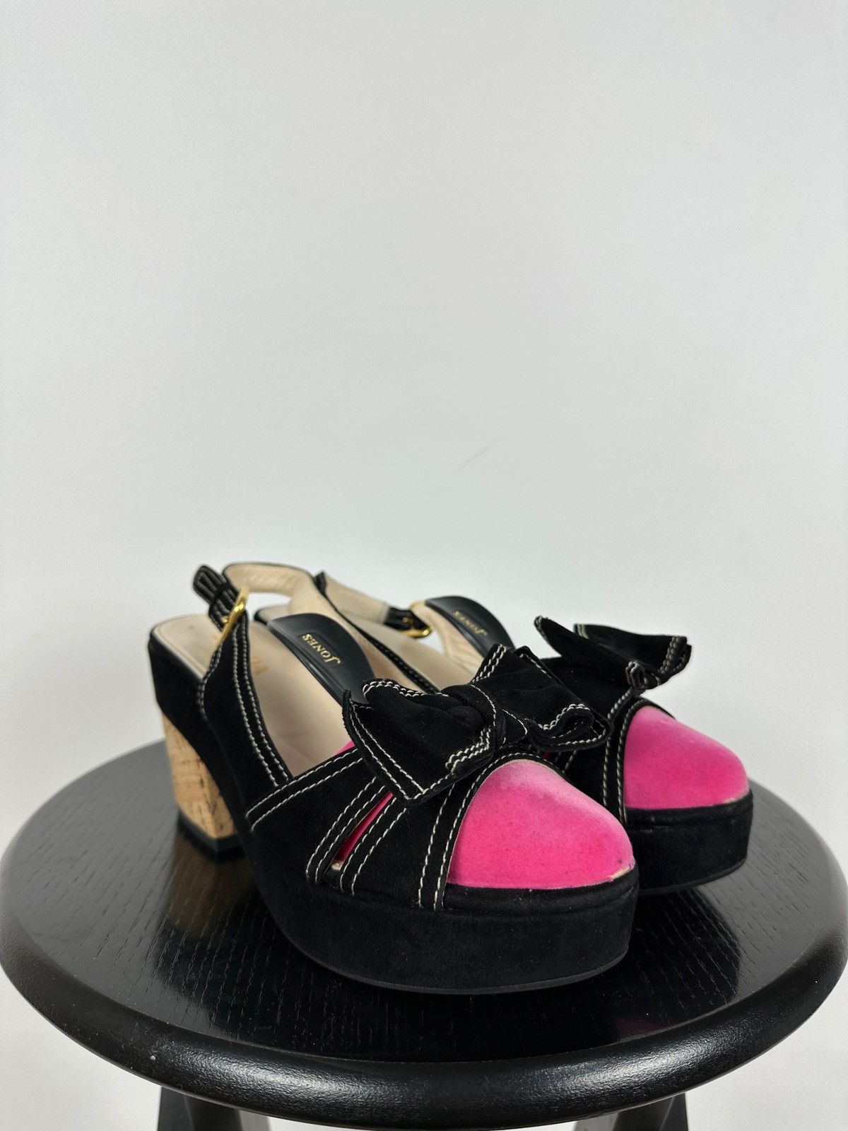 Prada Prada Black Suede Leather Bow Platform Sandals Size US 8 / IT 38 - 7 Thumbnail