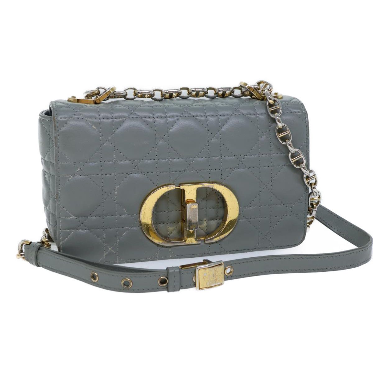 Caro Grey Leather Shoulder Bag (Pre-Owned)