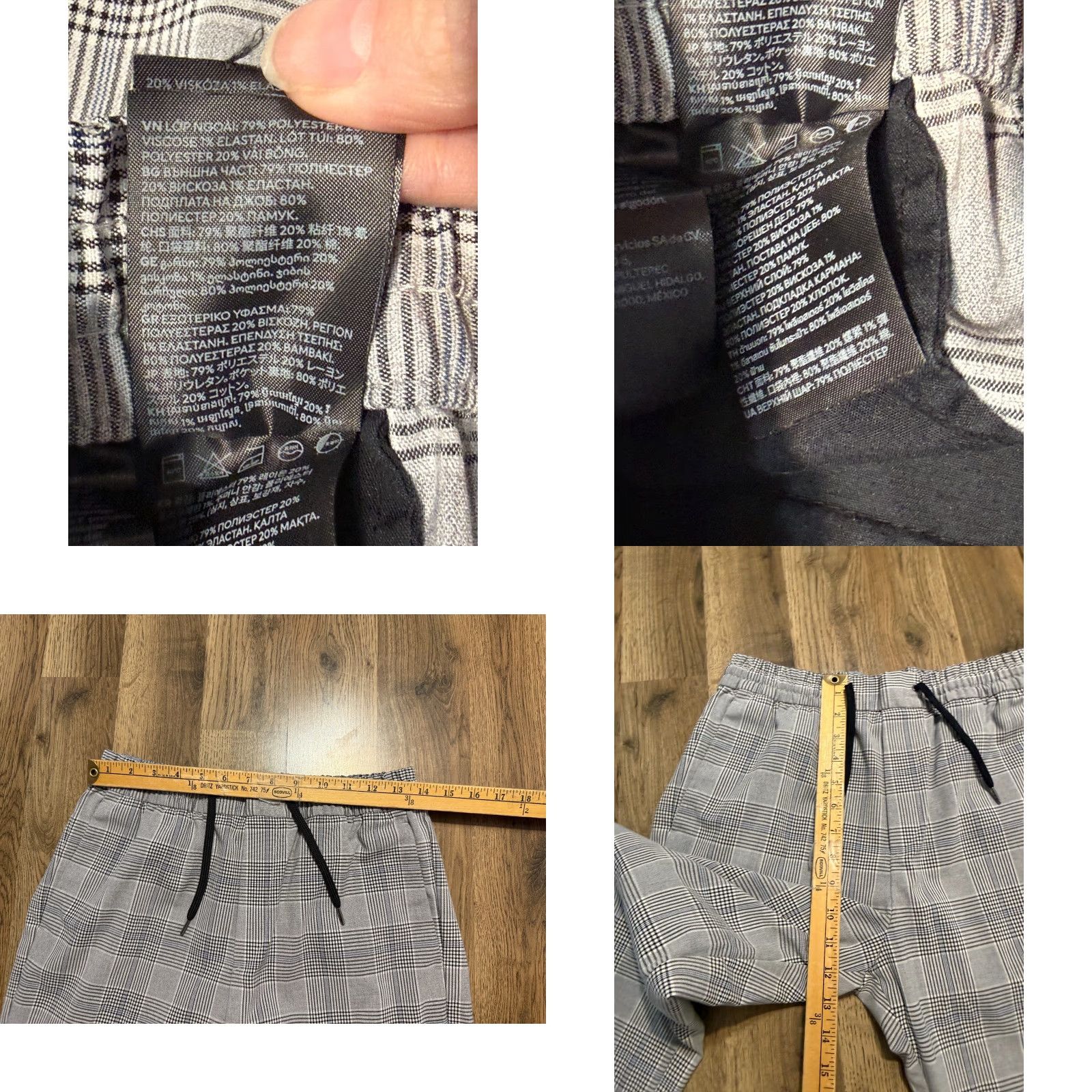 H&M H&M Pants Women's Size Small Grey White Black Plaid Tie Waist Regular Fit Size 28" / US 6 / IT 42 - 8 Thumbnail