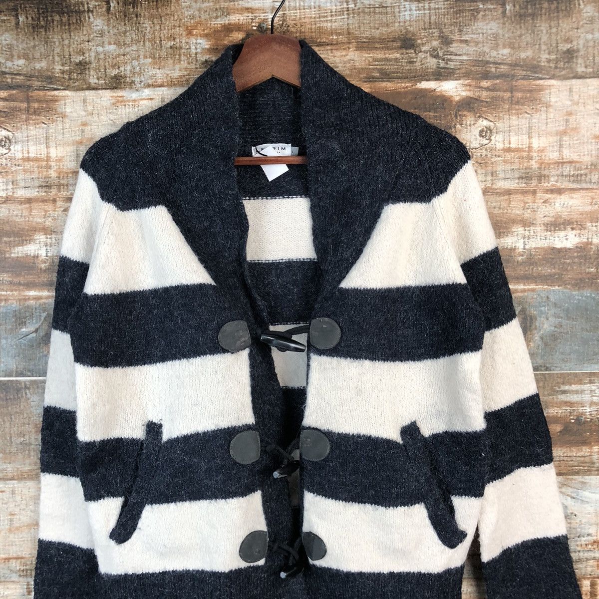 Japanese Brand × Solid and Striped DL Lepsim Stripe Black White Mohair Cardigan Knitwear #C563 Size M / US 6-8 / IT 42-44 - 2 Thumbnail