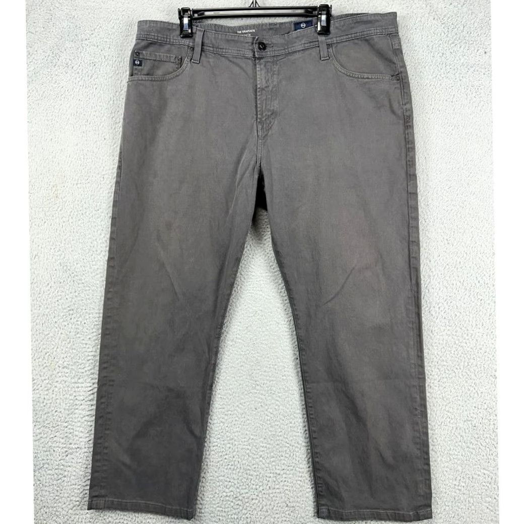 Vintage AG Adriano Goldschmied The Graduate Jeans Mens 40X34 Grey Straight Denim 5 Pocket Slim Stretch Vintage: No Mens Regular Size 40 Size US 40 / EU 56 - 2 Thumbnail