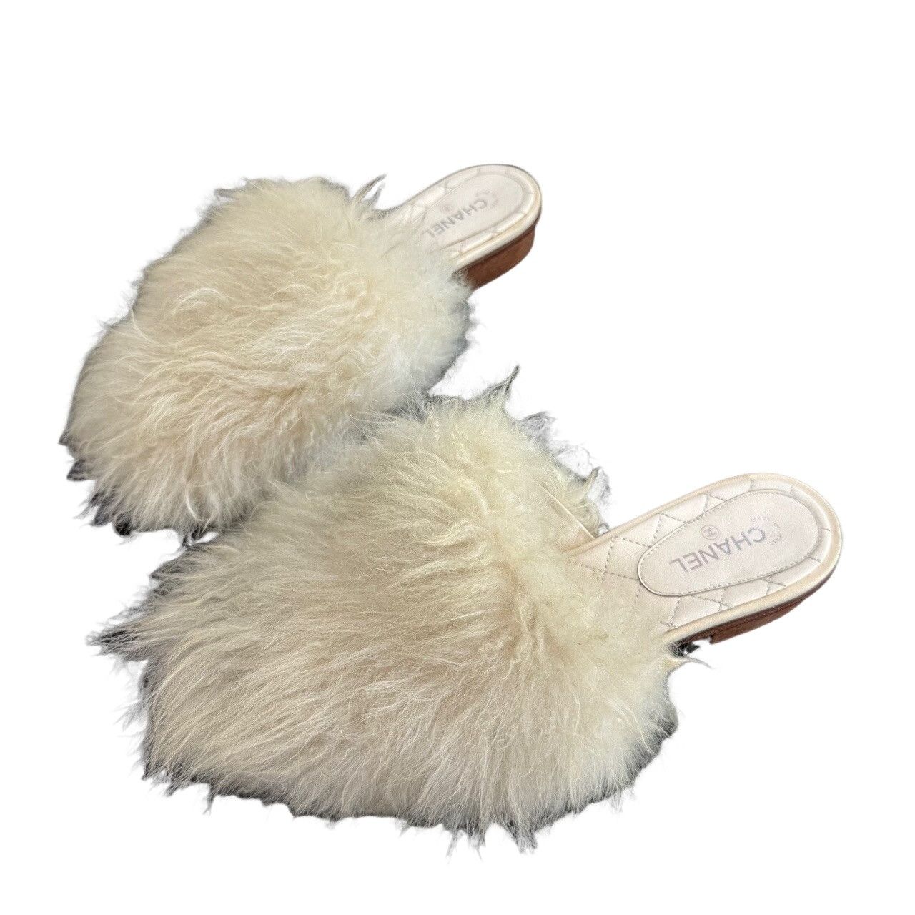 Chanel Chanel White Furry Mules Size 38 Size US 8 / IT 38 - 1 Thumbnail
