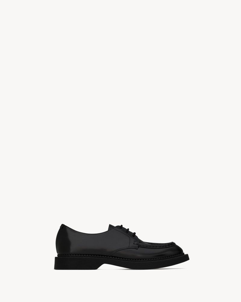 Saint Laurent Paris o1s1wg110126 800693 Wim Derbies Shoes Smooth Leather Black Size US 9.5 / EU 42-43 - 1 Thumbnail