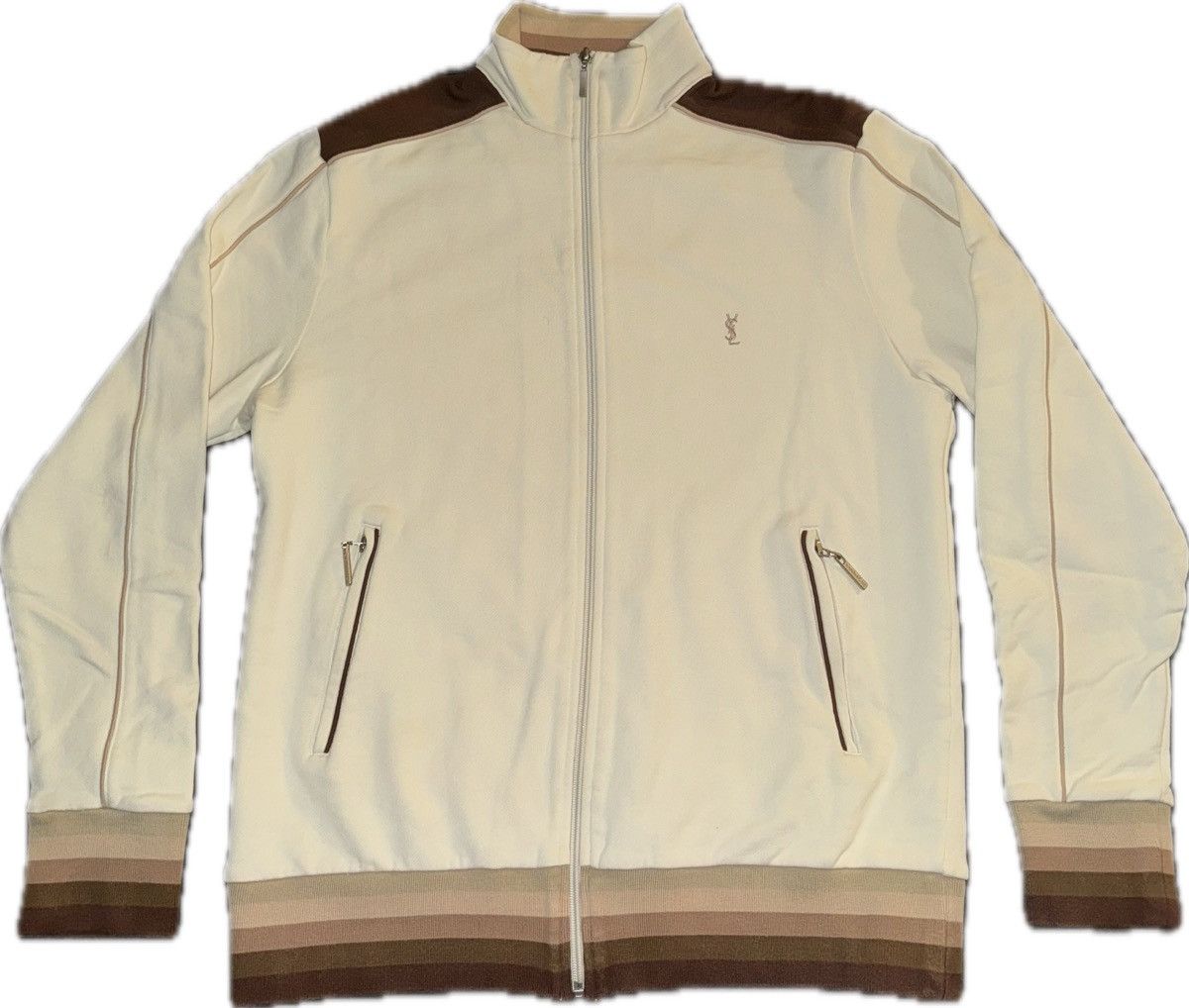 image of YVES Saint Laurent Vintage Track Jacket in Brown, Men's (Size Medium)