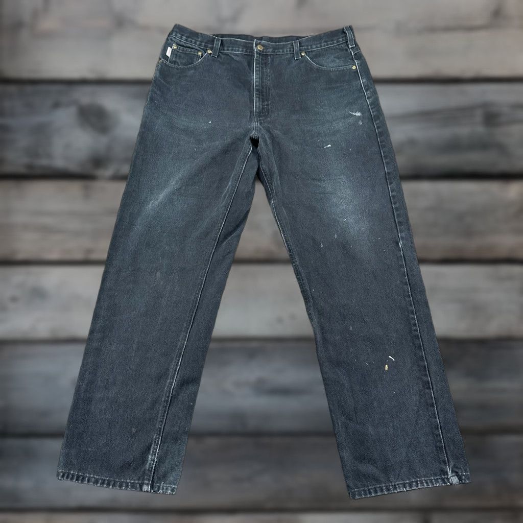 Carhartt Carhartt Jeans Mens 42x34 Black Carpenter Relaxed Dark Wash Denim B161 Size US 42 / EU 58 - 1 Thumbnail