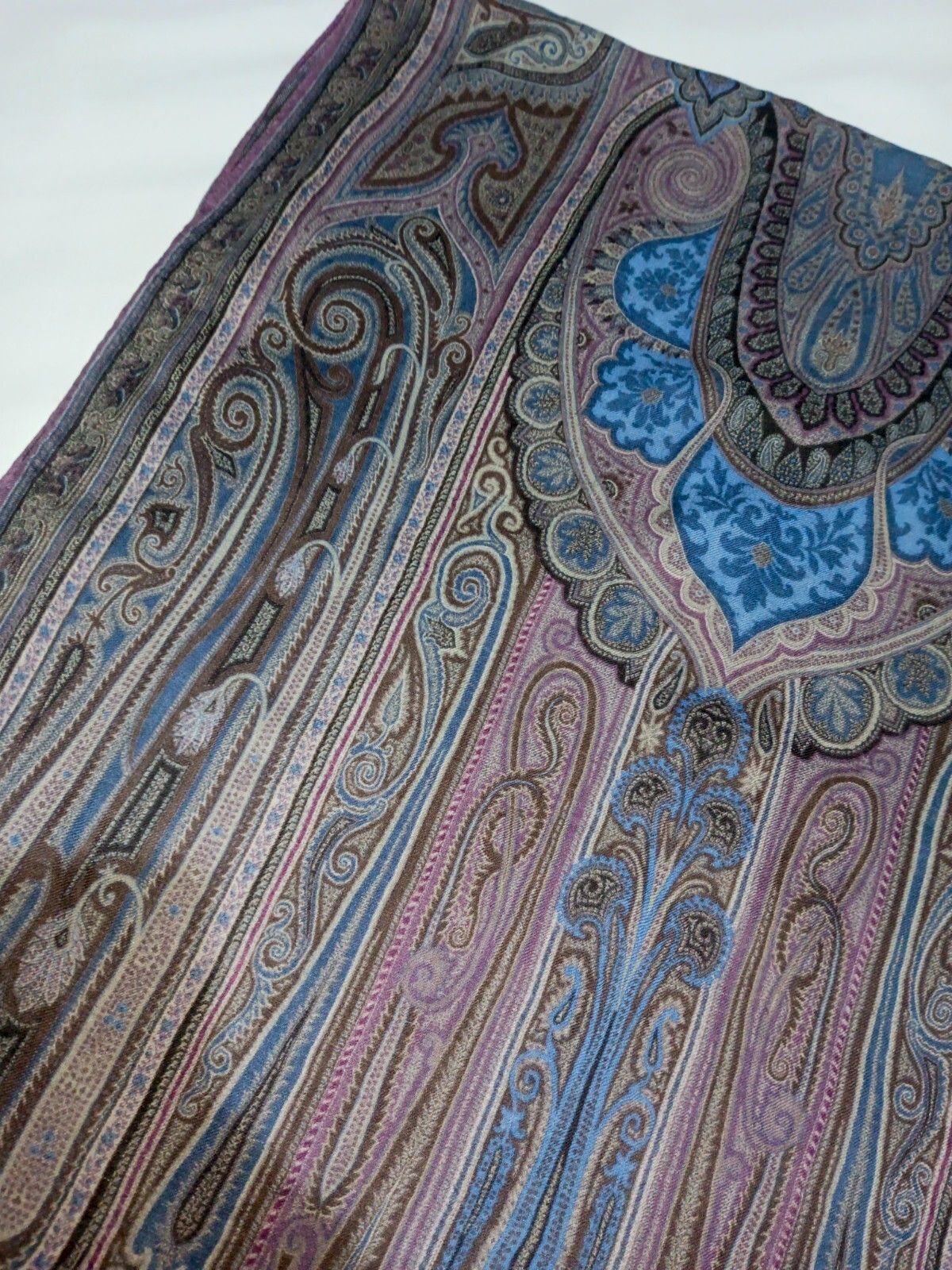 Etro ETRO MILANO ITALY Paisley Gray Vintage Silk Wool Scarf Shawl Size ONE SIZE - 6 Thumbnail