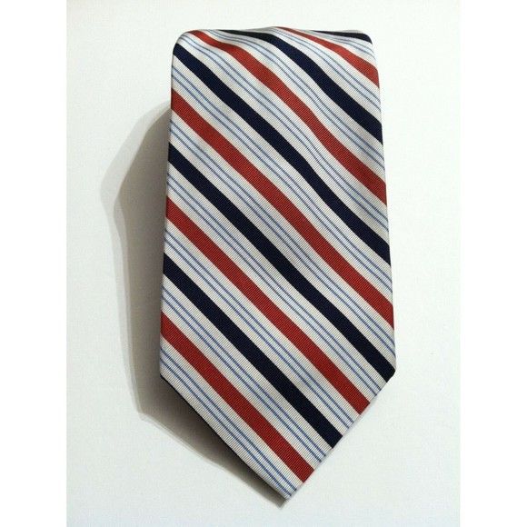 Brooks Brothers BROOKS BROTHERS MENS NEW WHITE/RED 100%SILK TIE WIDTH: 4" Size ONE SIZE - 1 Thumbnail