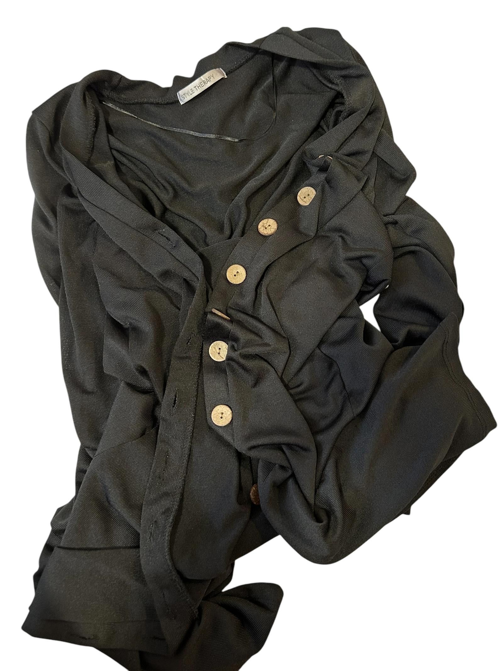 Designer Chic Black Button-Up Midi Dress/cardigan Size S / US 4 / IT 40 - 4 Thumbnail