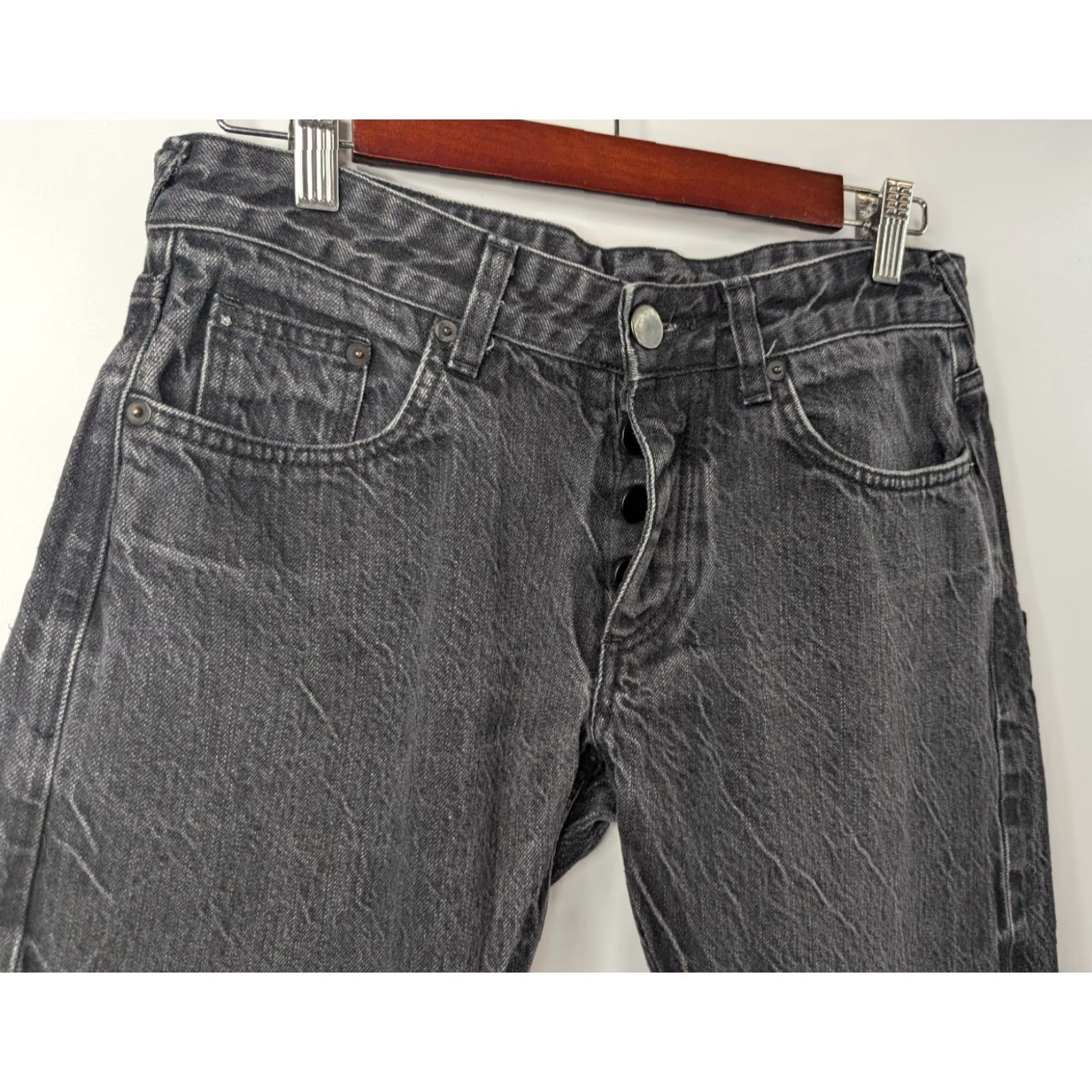 Denime BySlik Made In Da Field Dead Player Skull Pockets Button Fly Black Denim Jeans Size US 32 / EU 48 - 4 Thumbnail