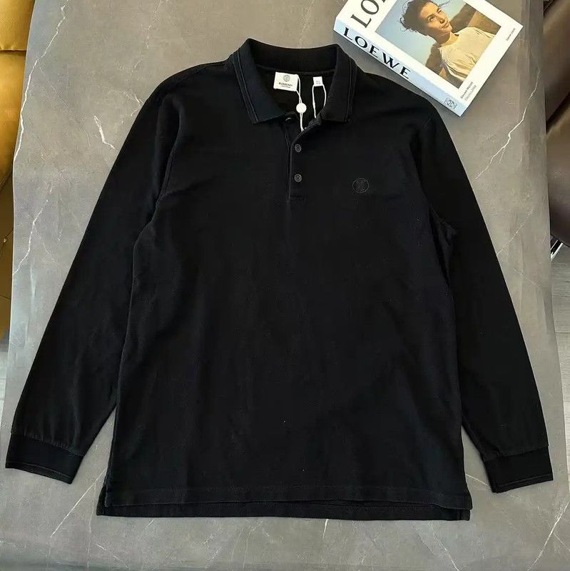 Burberry Black Cotton Long Sleeve Polo