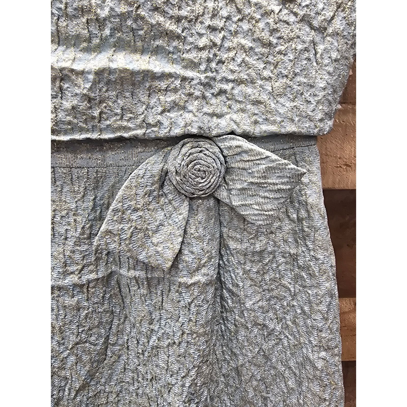 Vintage Vintage Ardley New York Brocade Rosette Formal Dress, Teal Size M / US 6-8 / IT 42-44 - 4 Thumbnail