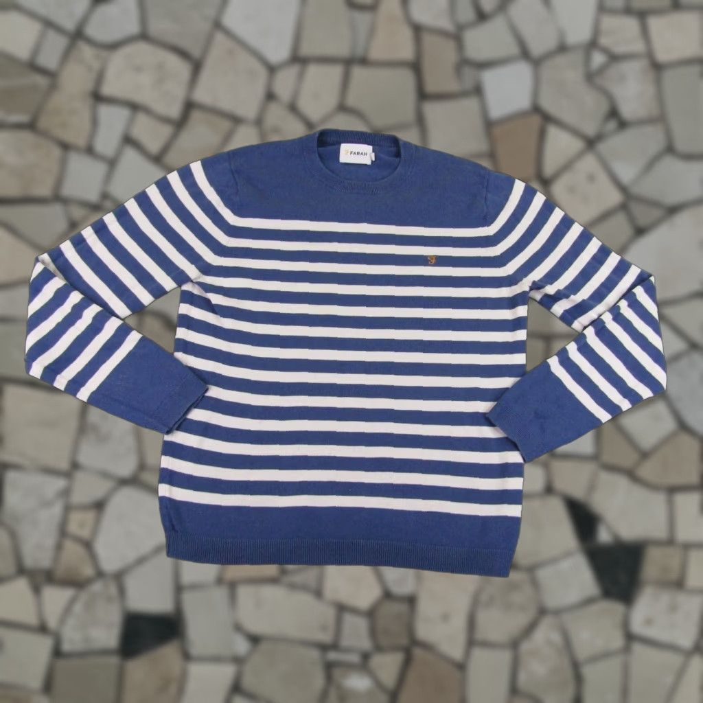Farah VINTAGE Farah Sweater Womens M Blue White Stripes Pullover Crewneck Knit Size M / US 6-8 / IT 42-44 - 1 Thumbnail