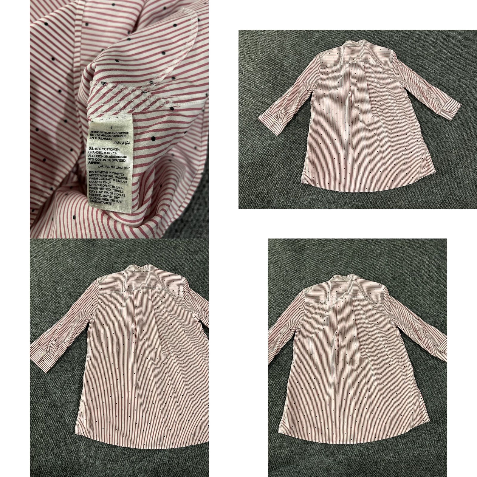 Vintage Chicos Shirt Womens 1 Pink Stripe Dot 3/4 Sleeve Button Tunic Size XS / US 0-2 / IT 36-38 - 8 Thumbnail