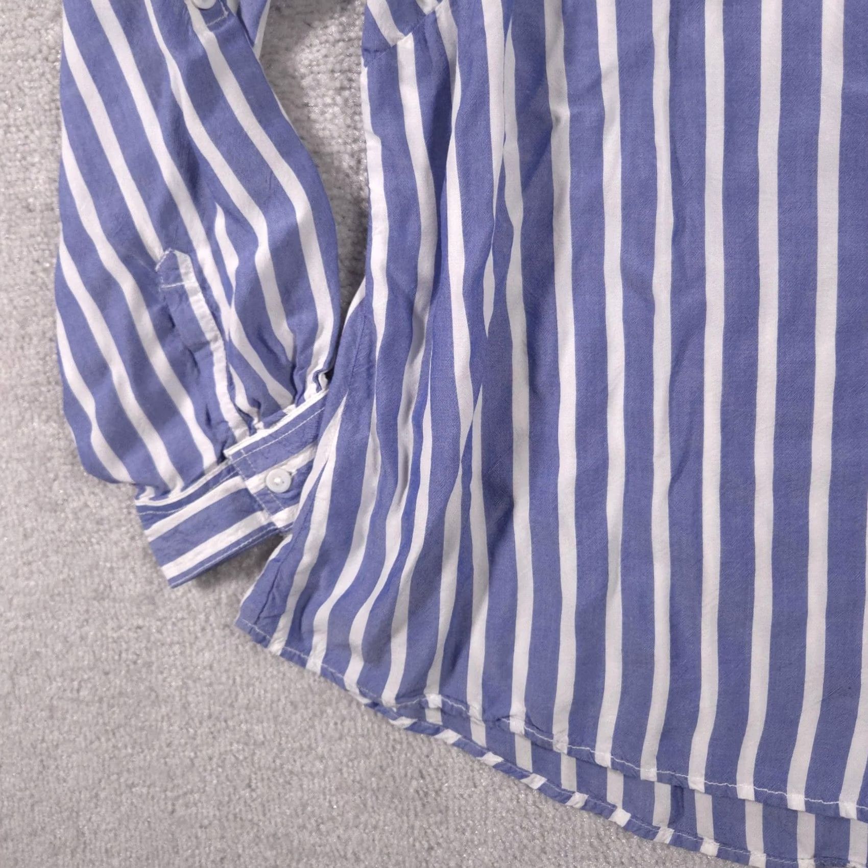 Vintage Beachlunchlounge Shirt Womens 2X Blue White Stripe Button Front Viscose Top Size XXL / US 16-18 / IT 52-54 - 5 Thumbnail