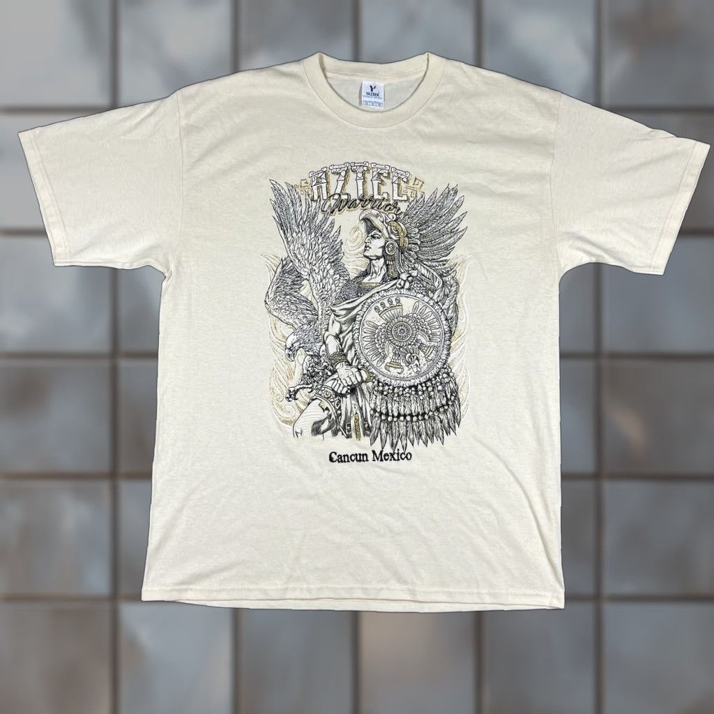 Vintage VTG Yazbek T-Shirt Men XL Aztec Warrior Graphic Puff Print Cancun Mexico Size US XL / EU 56 / 4 - 1 Thumbnail