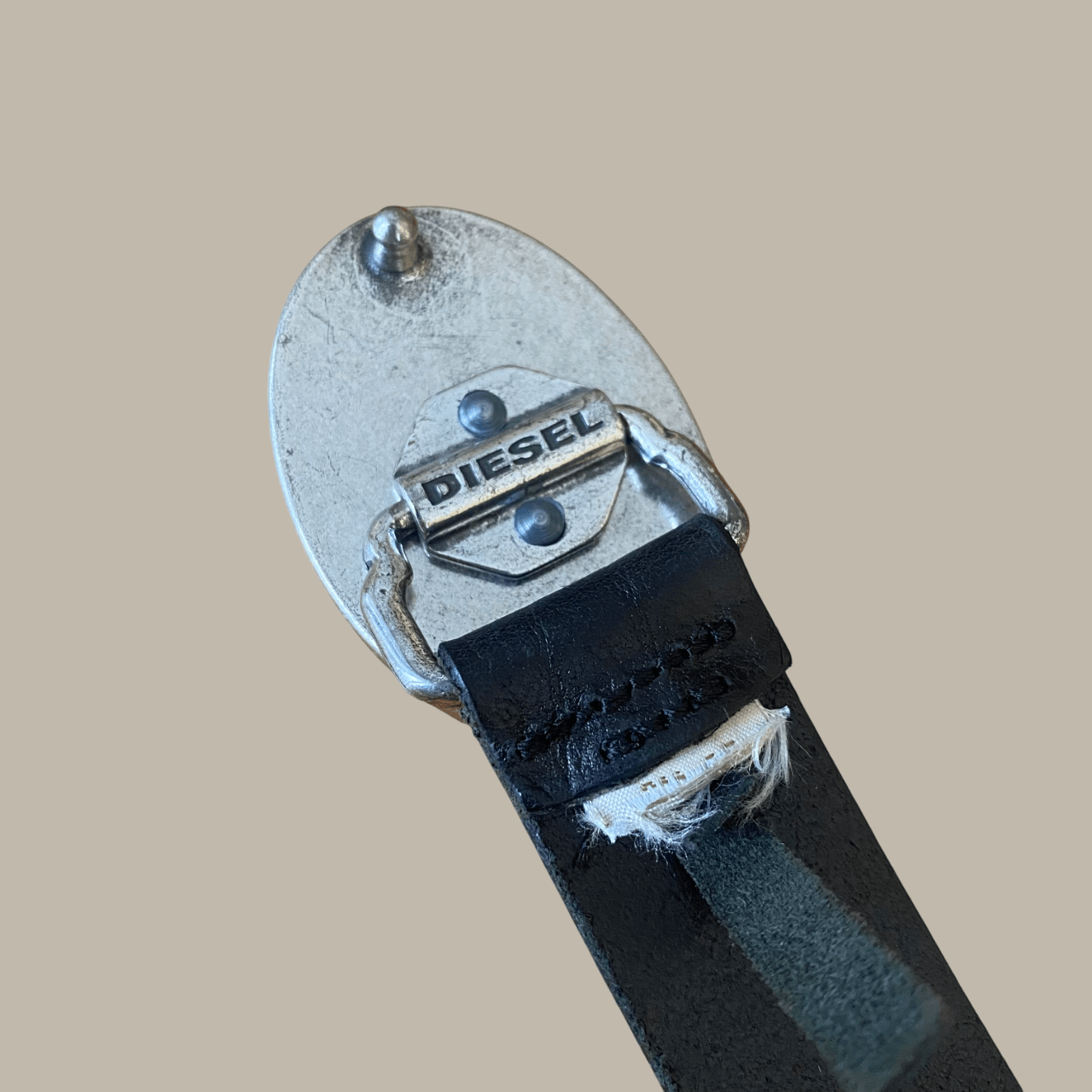 Diesel Diesel Leather Belt Vintage Oval Buckle Black Size ONE SIZE - 3 Thumbnail