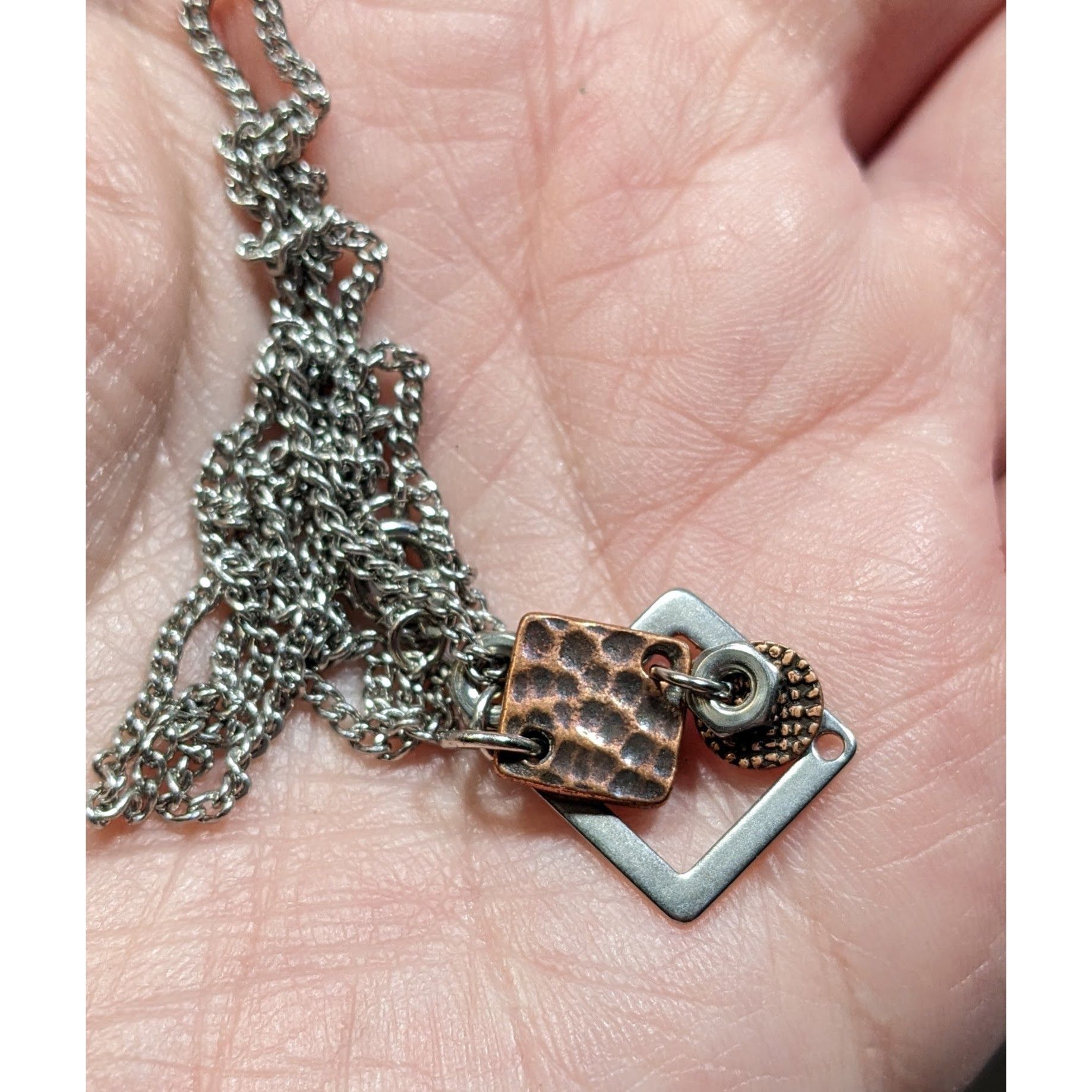 Other Dainty Copper & Silver Tone Geometric Pendant Necklace Size ONE SIZE - 5 Thumbnail