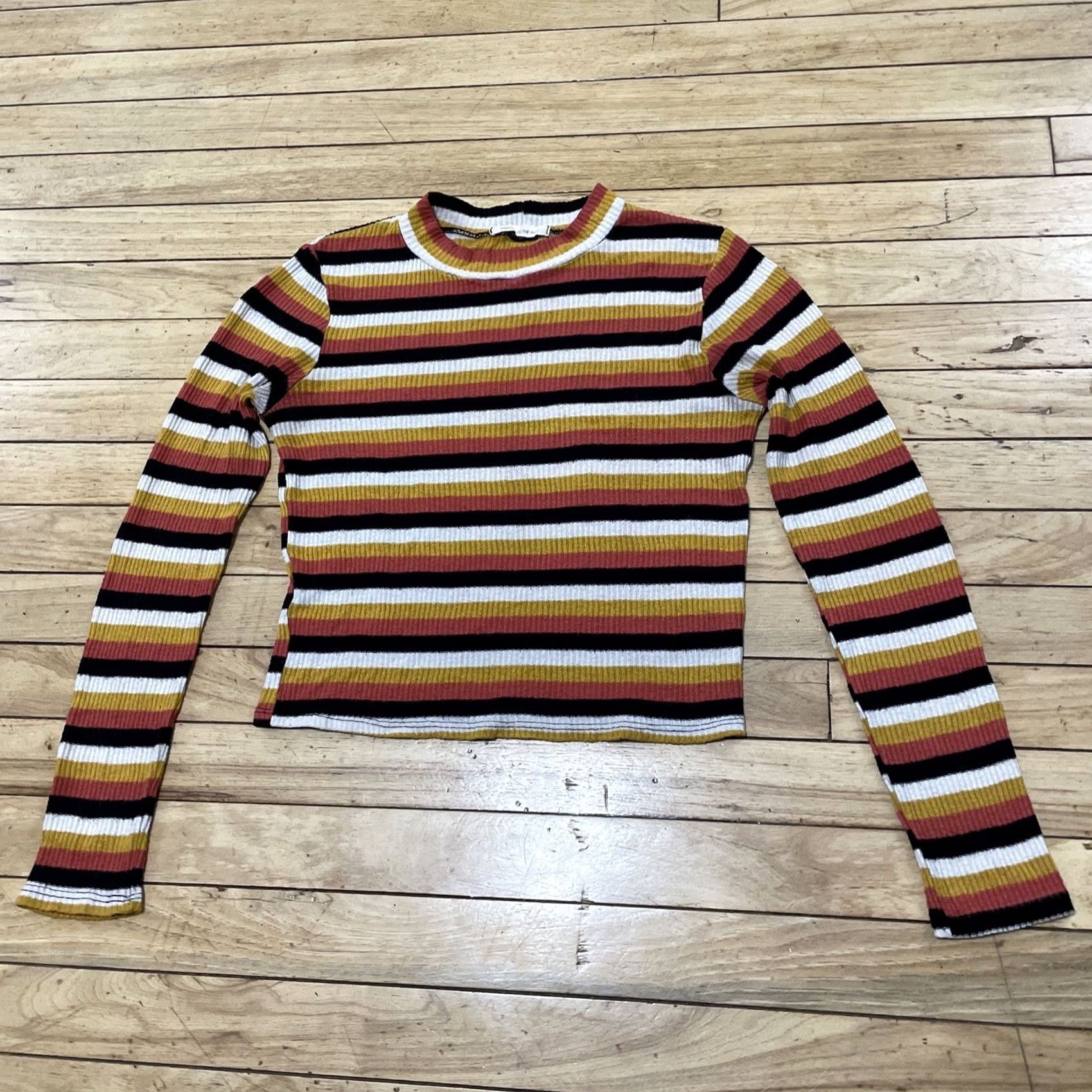 Vintage Caution to the wind Sweater Women S Brown Orange Hippie 70s Made USA Boho Pile Knit Stripe Vintage Pullover Size S Mens Womens Girls Boys Size S / US 4 / IT 40 - 2 Thumbnail
