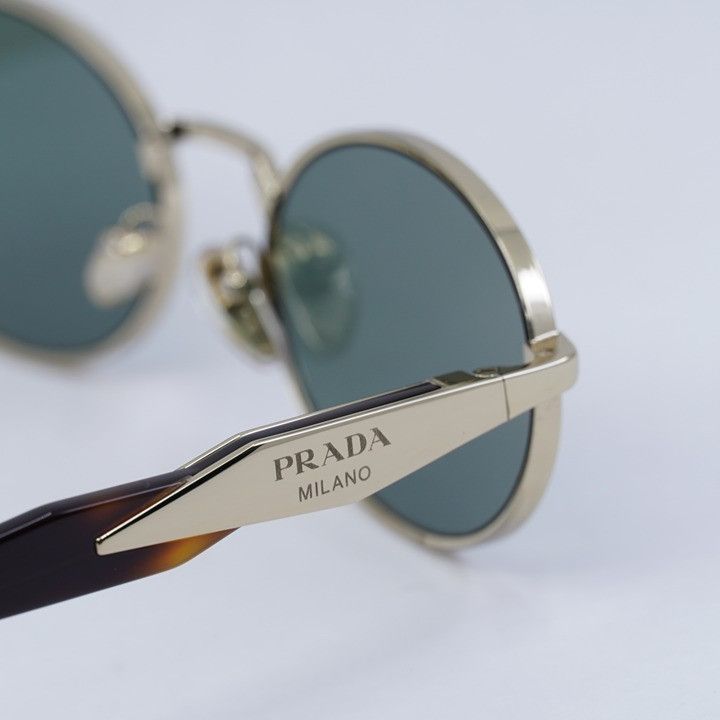 Prada Prada PR65ZS ZVN70L Sunglasses Pale Gold Oval Frame Size ONE SIZE - 8 Thumbnail
