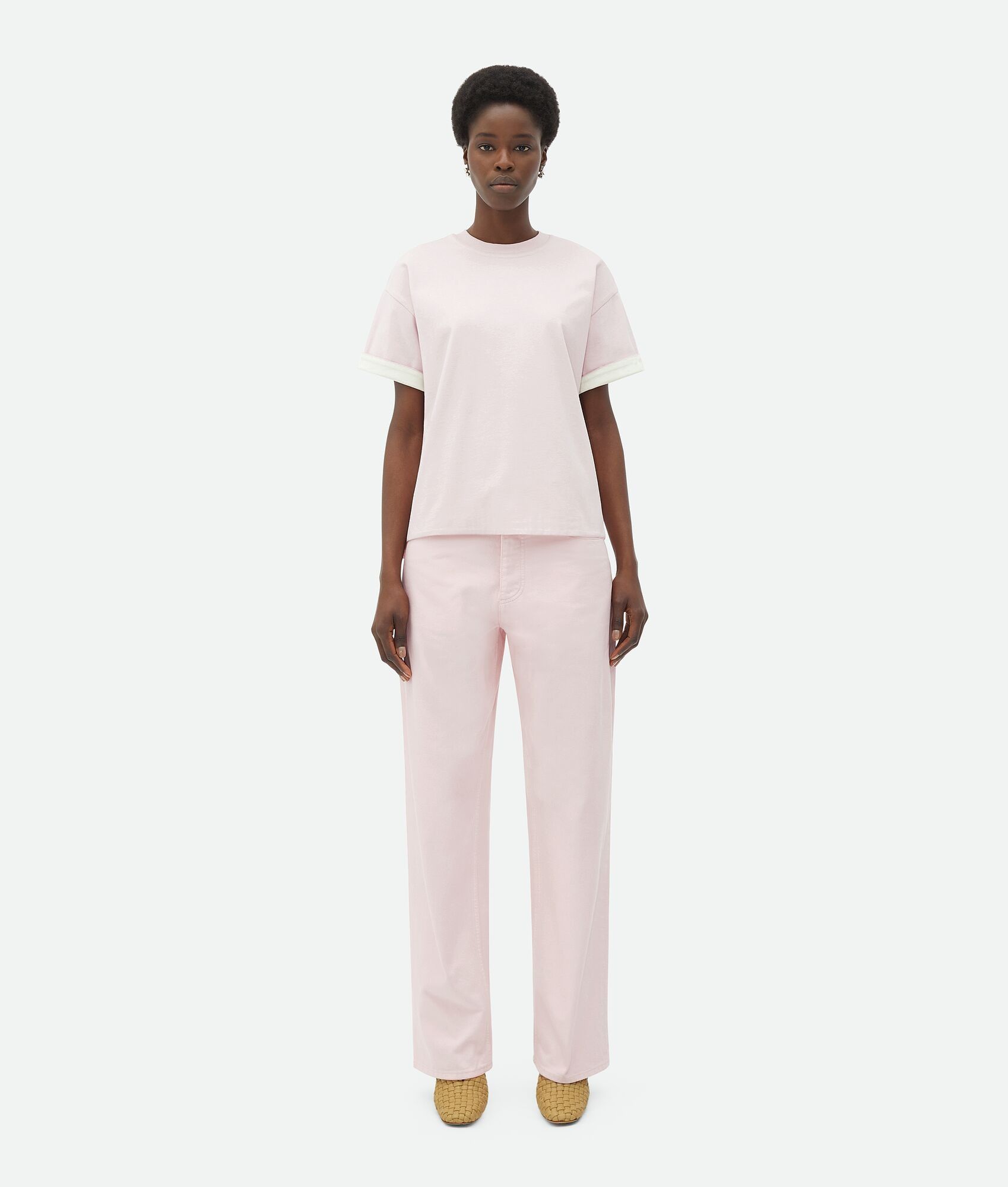Bottega Veneta o1n1vont0325 Double Layer Relaxed Cotton T-Shirt Light Pink Size M / US 6-8 / IT 42-44 - 3 Thumbnail