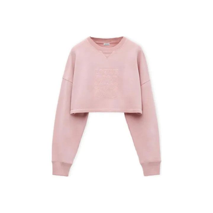 Loewe Loewe Pink Cropped Cotton Sweatshirt for Women Size M / US 6-8 / IT 42-44 - 1 Thumbnail