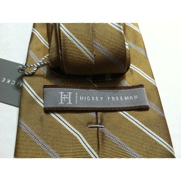 Hickey Freeman HICKEY FREEMAN MENS NEW GOLD 100% SILK NECK TIE WIDTH: 4" Size ONE SIZE - 2 Thumbnail