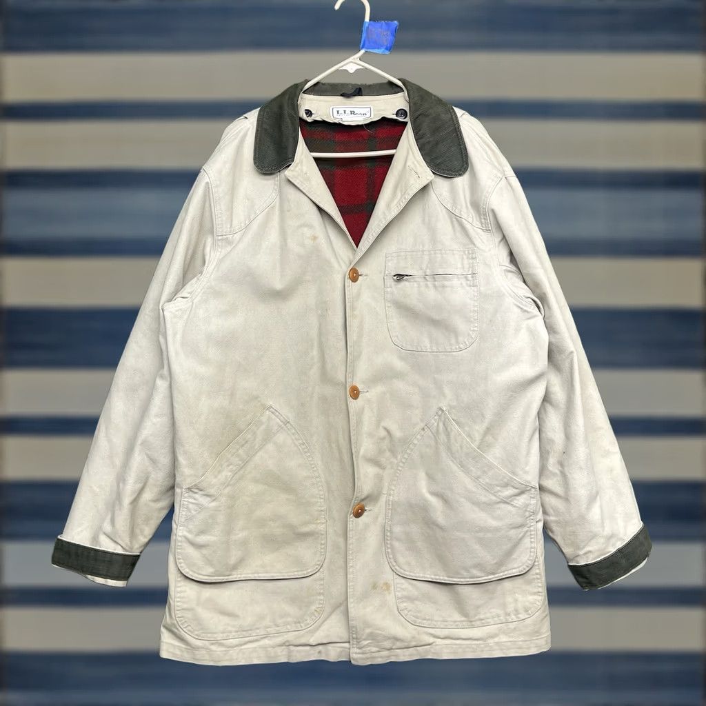 Vintage VINTAGE L.L.Bean Jacket Mens SmallFIELD Barn Chore Coat Lined Canvas Cotton Beige 80s 90s USA Shirts? Size US S / EU 44-46 / 1 - 1 Thumbnail