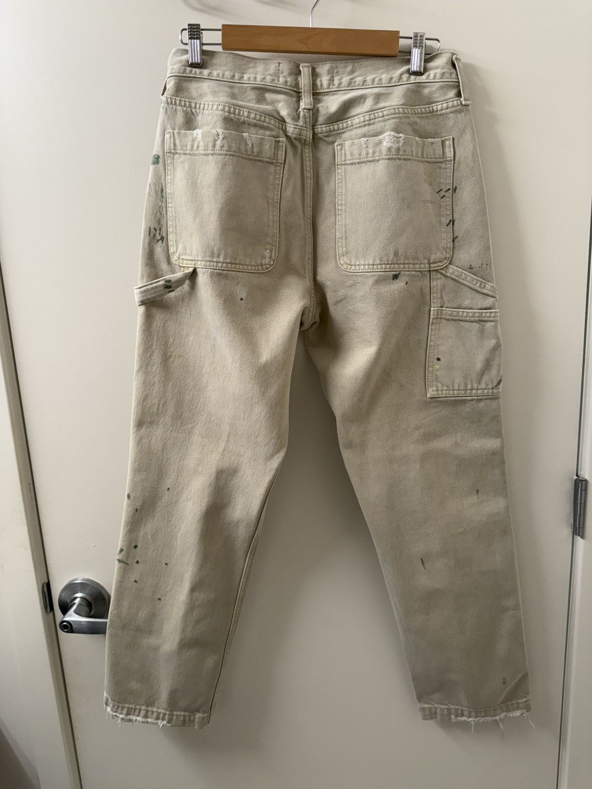 Abercrombie & Fitch Abercrombie Carpenter men’s Khaki Paint Splatter Loose Fit Size US 30 / EU 46 - 2 Thumbnail