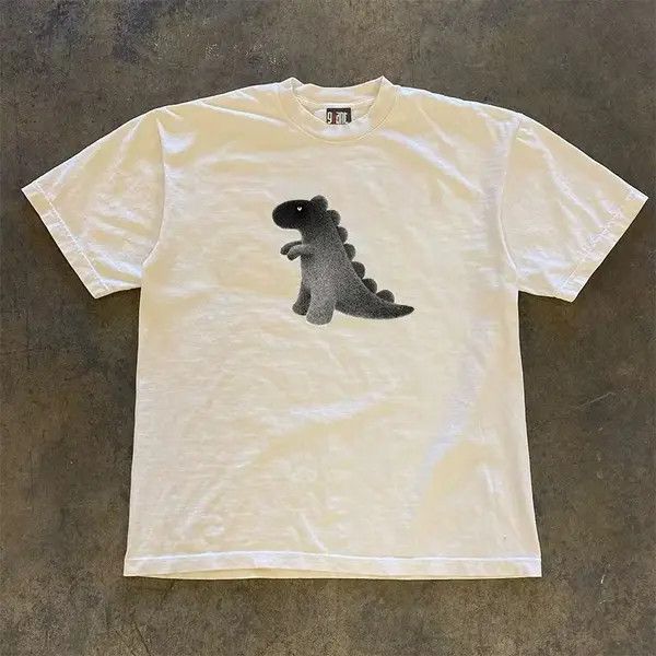 Japanese Brand Kahori x Reia White retro dinosaur print cotton t-shirt Size US L / EU 52-54 / 3 - 5 Thumbnail