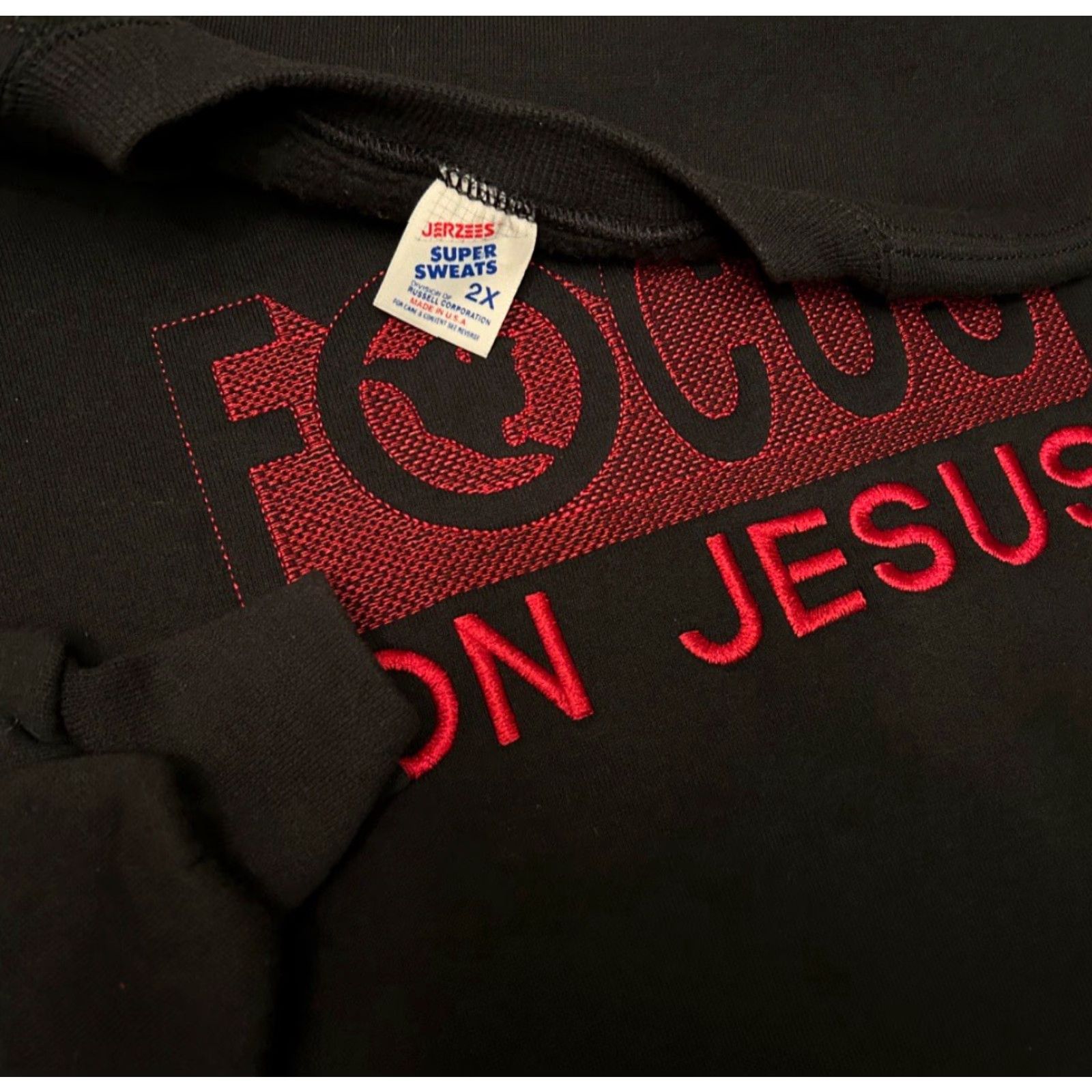 Vintage VINTAGE Focus On Jesus VTG Crewneck Sweater Mens 2XL Black 90s Long Sleeve Pullover Crew Neck Spirit 1990s Size US XXL / EU 58 / 5 - 2 Thumbnail